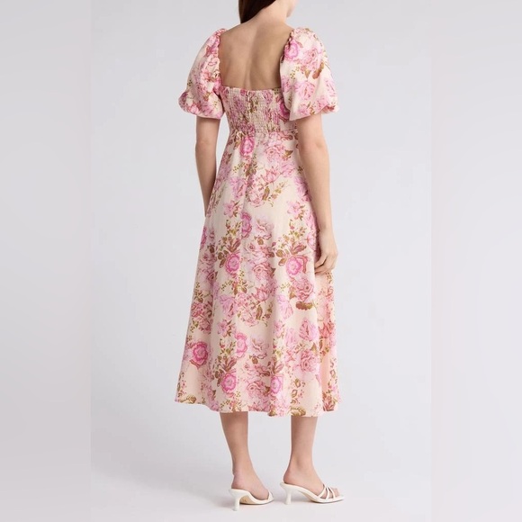 Avec Les Filles Floral-Print Twist Bodice Midi Dress - Picture 5 of 12